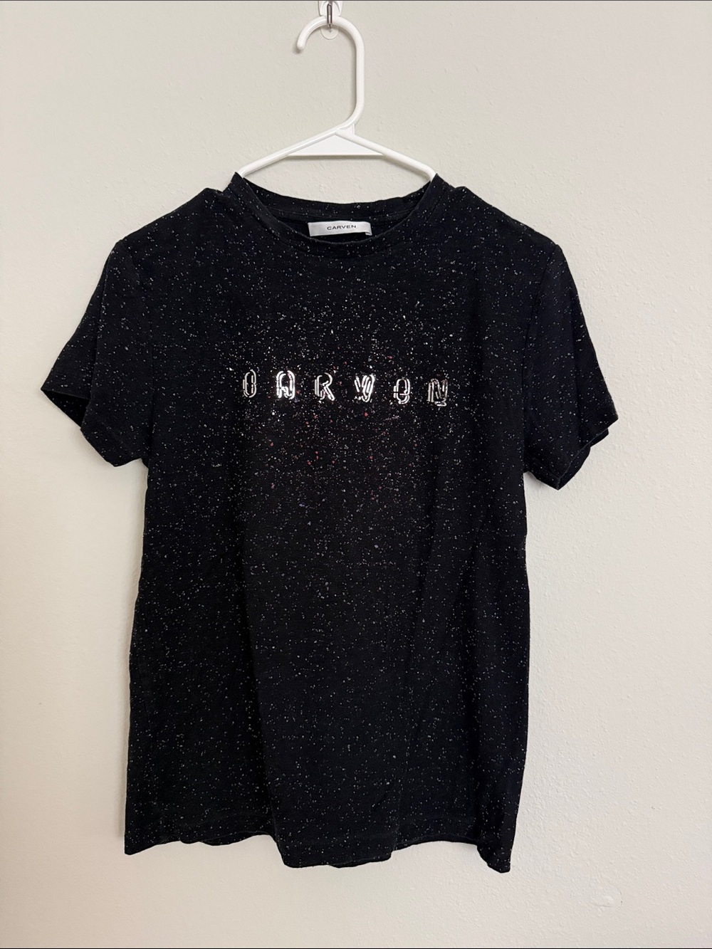 Carven Black Speckled Logo Tee